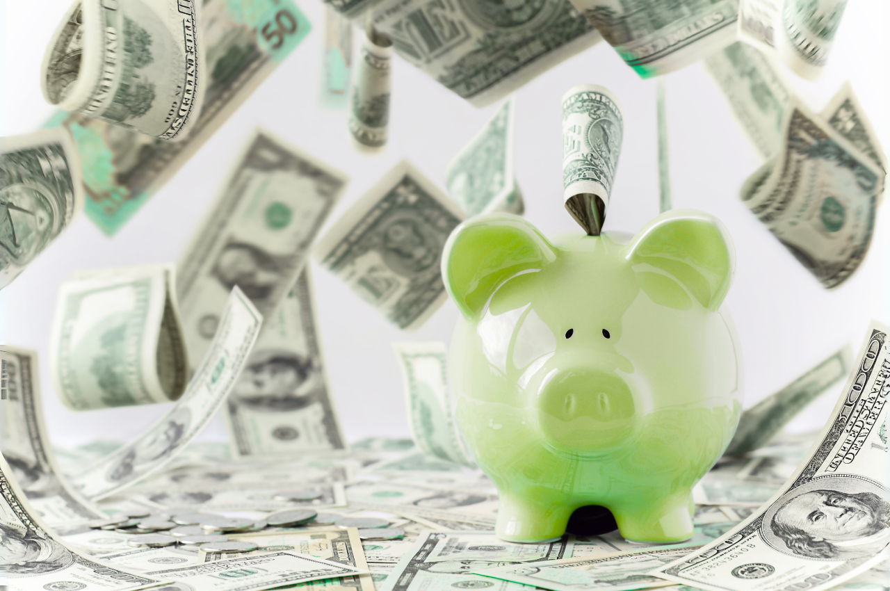green piggy bank